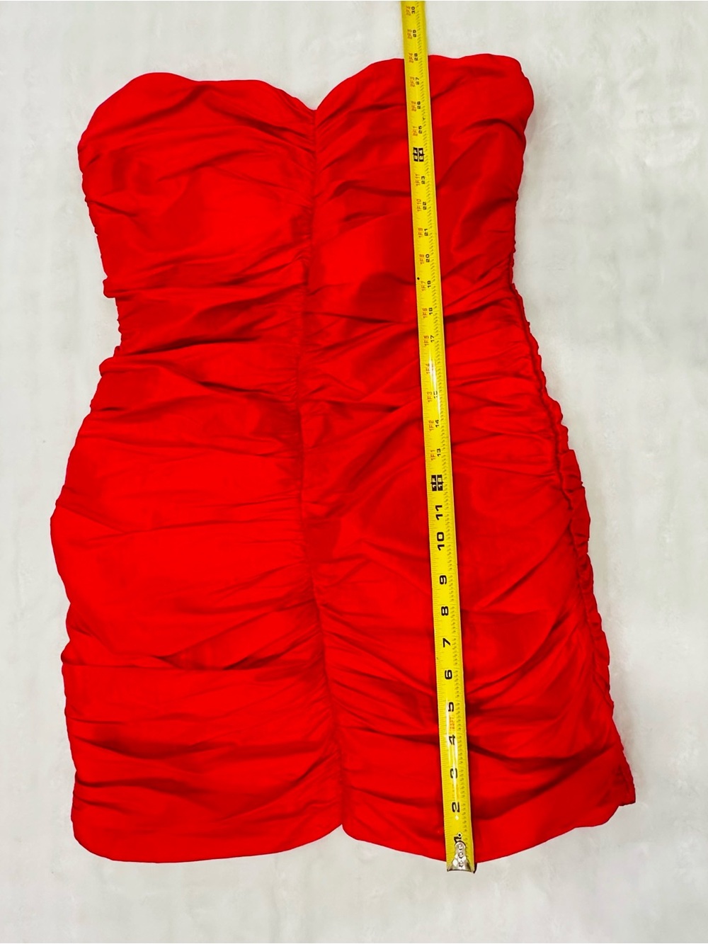 Strapless Red Ruched Mini Dress - Picture 4 of 4